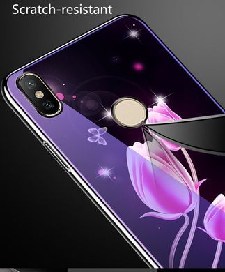 Захисний чохол Fantasy з глянцевими торцями для Xiaomi Mi8 (квіти) Малиновий