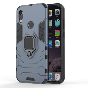 Защитный чехол Strong Guard Ring для Huawei Y6 2019 / Huawei Honor 8A (с вырезом под сканер) Navy