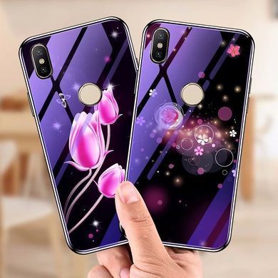 Захисний чохол Fantasy з глянцевими торцями для Xiaomi Mi8 (квіти) Малиновий