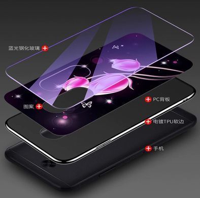 Защитный чехол Fantasy с глянцевыми торцами для Xiaomi Redmi 5 (пузырьки и цветы) Малиновый