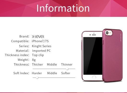 Захисний чохол X-level Knight для iPhone 7 / iPhone 8 / SE 2020 (4.7") Бордовий