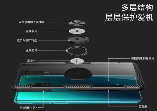 Защитный чехол Crystal Ring для Xiaomi Redmi Note 9 / Redmi 10X Черный