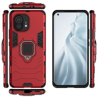 Защитный чехол Strong Guard Ring для Xiaomi Mi 11 Красный