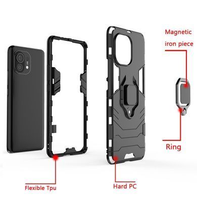 Защитный чехол Strong Guard Ring для Xiaomi Mi 11 Черный