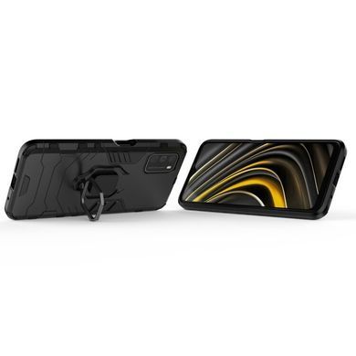 Защитный чехол Strong Guard Ring для Xiaomi Poco M3 Черный