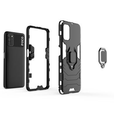 Защитный чехол Strong Guard Ring для Xiaomi Poco M3 Черный