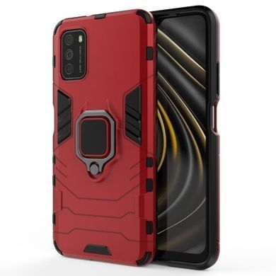 Защитный чехол Strong Guard Ring для Xiaomi Poco M3 Красный