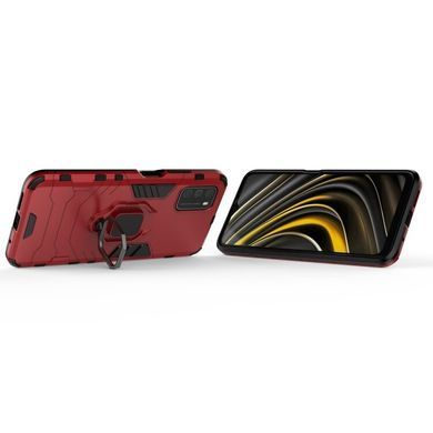Защитный чехол Strong Guard Ring для Xiaomi Poco M3 Красный