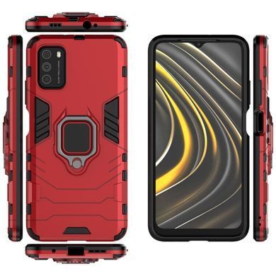 Защитный чехол Strong Guard Ring для Xiaomi Poco M3 Красный