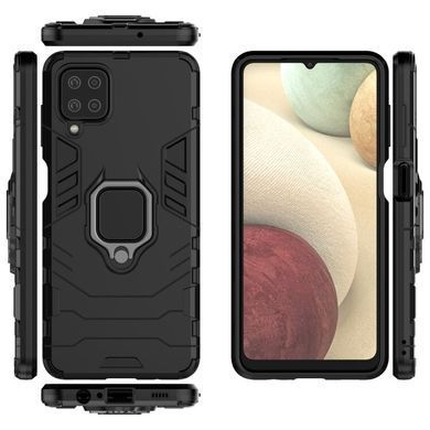 Защитный чехол Strong Guard Ring для Samsung A125F Galaxy A12 / A127F Galaxy A12 Nacho / Galaxy A12s / Galaxy M12 Черный