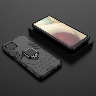 Защитный чехол Strong Guard Ring для Samsung A125F Galaxy A12 / A127F Galaxy A12 Nacho / Galaxy A12s / Galaxy M12 Черный