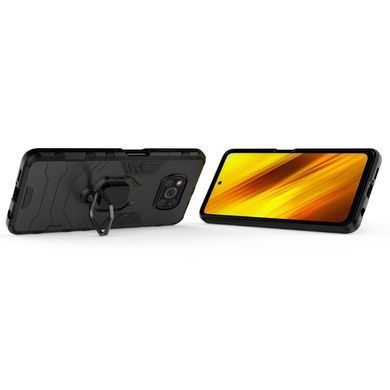 Защитный чехол Strong Guard Ring для Xiaomi Poco X3 / X3 NFC / X3 Pro Черный