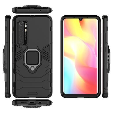 Защитный чехол Strong Guard Ring для Xiaomi Mi Note 10 Lite Черный