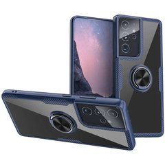 Защитный чехол Crystal Ring для Samsung Galaxy S21 Ultra Темно-синий