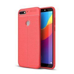 Защитный чехол Leather для Huawei Y7 Prime 2018 Красный