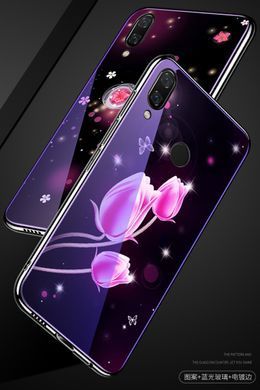 Защитный чехол Fantasy с глянцевыми торцами для Huawei P Smart Z (цветы) Малиновый