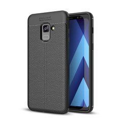 Захисний чохол Leather для Samsung A730 Galaxy A8 Plus 2018 Чорний