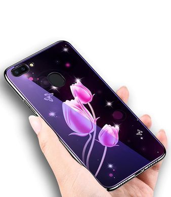 Захисний чохол Fantasy з глянцевими торцями для Xiaomi Mi8 Lite (квіти) Малиновий