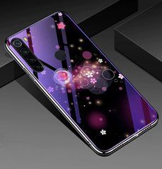 Защитный чехол Fantasy с глянцевыми торцами для Xiaomi Redmi Note 8 / Note 8 2021 (цветы) Малиновый