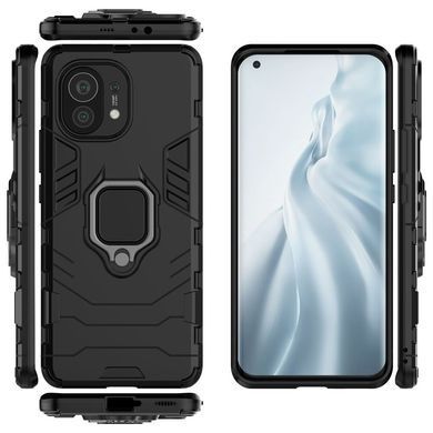 Защитный чехол Strong Guard Ring для Xiaomi Mi 11 Lite / Mi 11 Lite 5G / 11 Lite 5G NE Черный