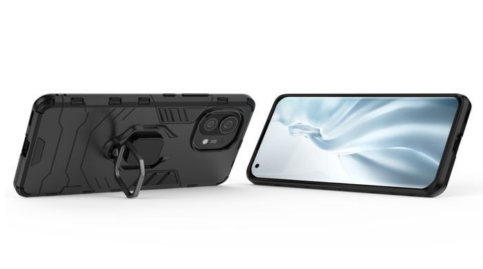 Защитный чехол Strong Guard Ring для Xiaomi Mi 11 Lite / Mi 11 Lite 5G / 11 Lite 5G NE Черный